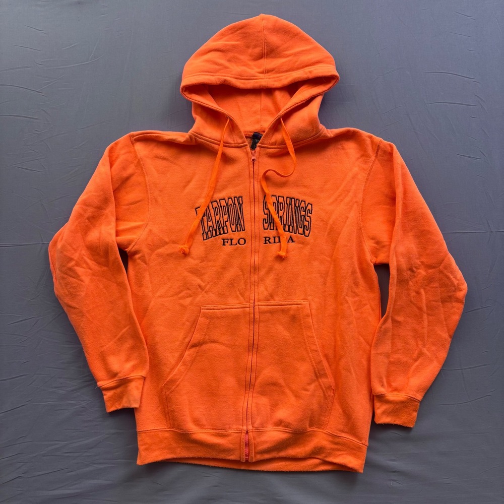Isaacs Designs Sports Tarpon Springs Florida Zip Hoodie Orange Mens Medium 4011